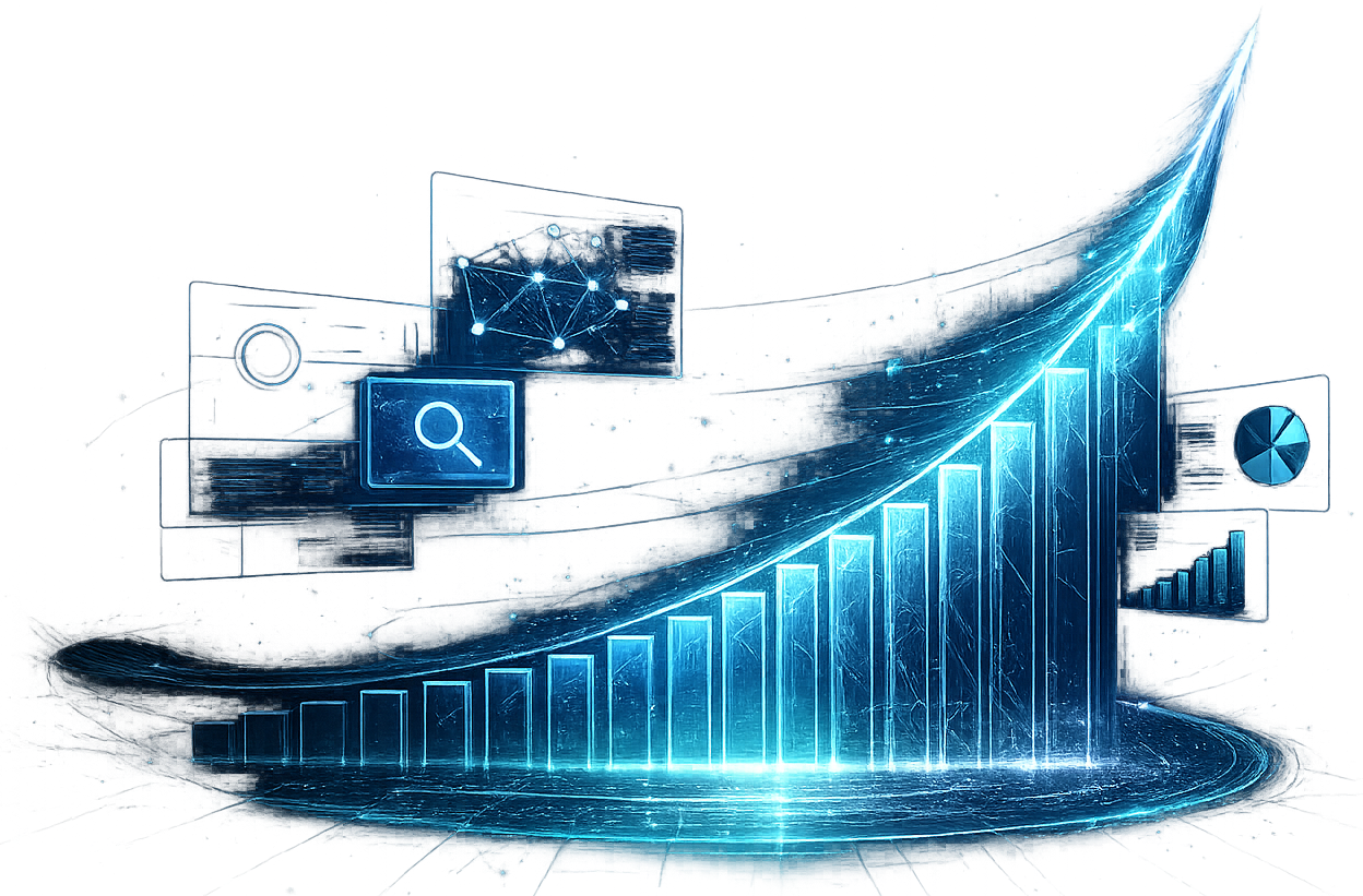Data analytics and AI growth visualization