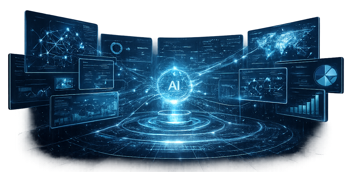 AI holographic command center visualization