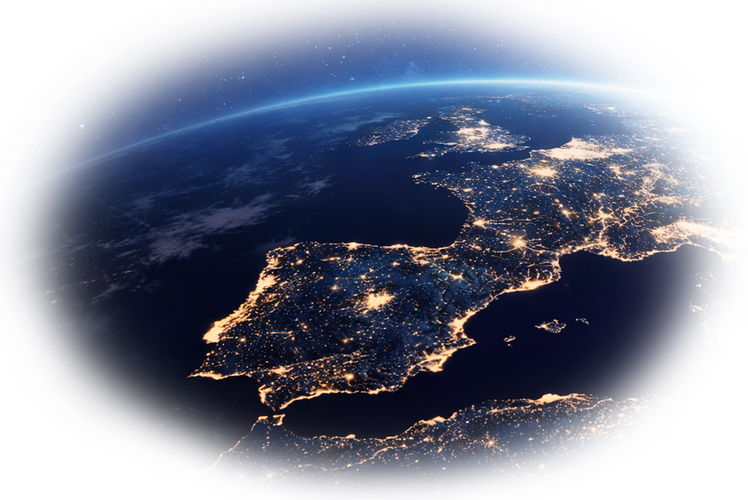 Europe seen from space at night